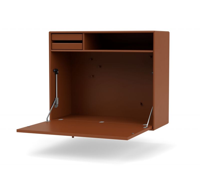 Brauner STUDIO Sekretär Montana, Wandsekretär mit Schubladen und ausgeklappter Arbeitsfläche.